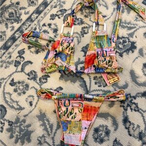 NWT Strawberry Milk Mob Multicolor Bikini Set